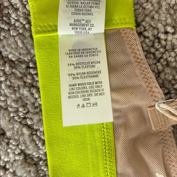 Aerie Smoothez Mesh Plunge Bralette Wireless Triangle Bra Nude Green Size M NEW - Picture 9 of 10